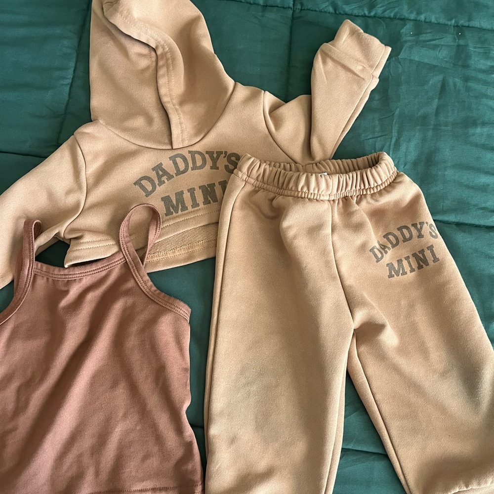 Daddy's Mini Kids Beige Jogger Pants - Neutral Tan Sweatpants